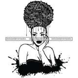 Black Diva Goddess Friendly Motivational Hair Quotes Dripping Splash B/W SVG JPG PNG Vector Clipart Cricut Silhouette Cut Cutting