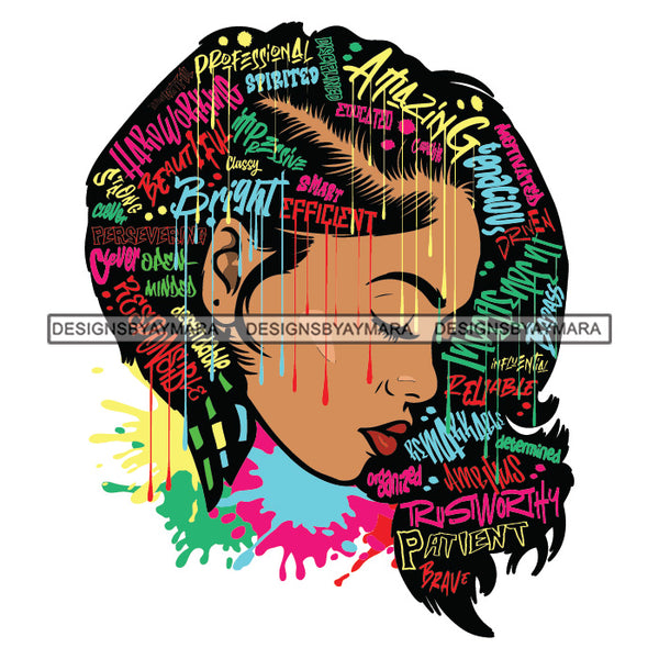 Black Diva Goddess Motivational Hair Quotes Professional Dripping Splash SVG JPG PNG Vector Clipart Cricut Silhouette Cut Cutting