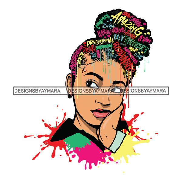 Black Diva Goddess Wise Motivational Hair Quotes Wise Dripping Splash SVG JPG PNG Vector Clipart Cricut Silhouette Cut Cutting