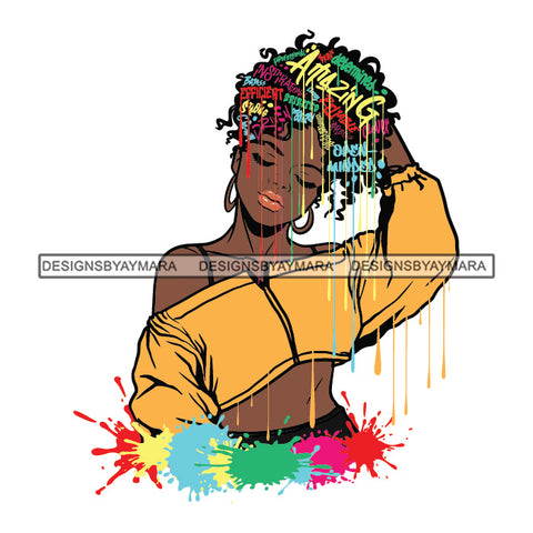Black Diva Goddess Motivational Hair Quotes Achiever Dripping Splash SVG JPG PNG Vector Clipart Cricut Silhouette Cut Cutting