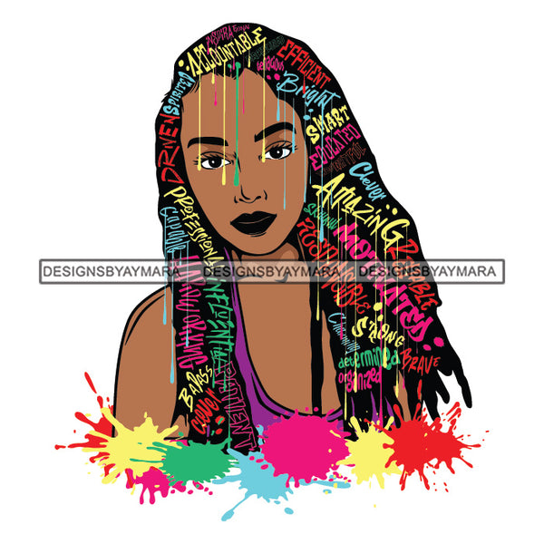 Black Diva Goddess Motivational Hair Quotes Powerful Dripping Splash SVG JPG PNG Vector Clipart Cricut Silhouette Cut Cutting