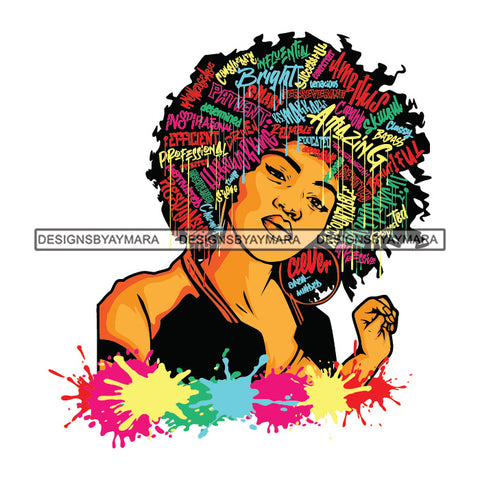 Black Diva Goddess Motivational Hair Quotes Educated Dripping Splash SVG JPG PNG Vector Clipart Cricut Silhouette Cut Cutting