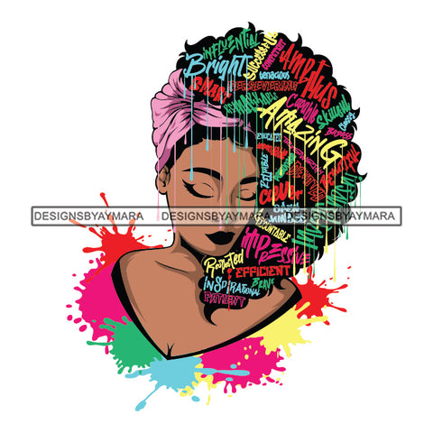 Black Diva Goddess Motivational Hair Quotes Confident Dripping Splash SVG JPG PNG Vector Clipart Cricut Silhouette Cut Cutting