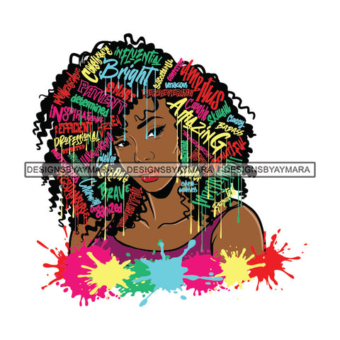 Black Diva Goddess Motivational Hair Quotes Strong Dripping Splash SVG JPG PNG Vector Clipart Cricut Silhouette Cut Cutting