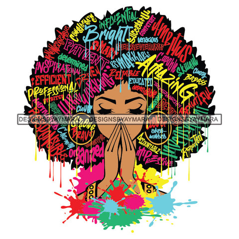 Black Diva Goddess Motivational Hair Quotes Blessed Dripping Splash SVG JPG PNG Vector Clipart Cricut Silhouette Cut Cutting