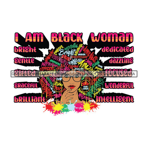 Black Diva Goddess Motivational Hair Quotes I Am Unique Dripping Splash Glasses SVG JPG PNG Vector Clipart Cricut Silhouette Cut Cutting