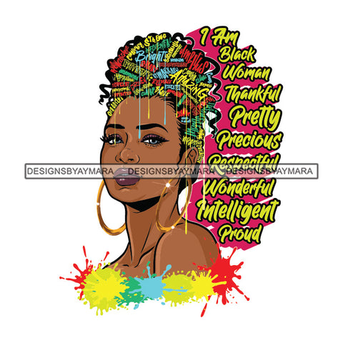 Black Diva Goddess Motivational Hair Quotes I Am Successful Dripping Splash Earrings SVG JPG PNG Vector Clipart Cricut Silhouette Cut Cutting