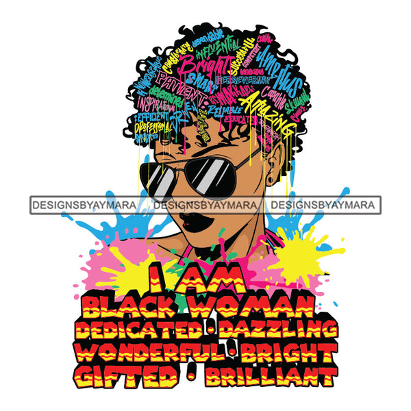 Black Diva Goddess Motivational Hair Quotes I Am Peaceful Dripping Splash SVG JPG PNG Vector Clipart Cricut Silhouette Cut Cutting