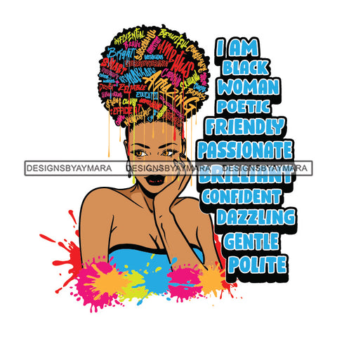 Black Diva Goddess Motivational Hair Quotes I Am Friendly Dripping Splash SVG JPG PNG Vector Clipart Cricut Silhouette Cut Cutting