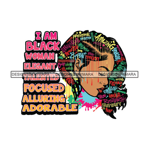 Black Diva Goddess Motivational Hair Quotes I Am Professional Dripping Splash SVG JPG PNG Vector Clipart Cricut Silhouette Cut Cutting