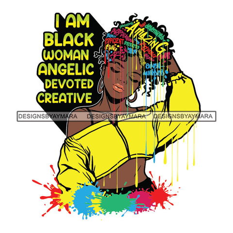 Black Diva Goddess Motivational Hair Quotes I Am Achiever Dripping Splash SVG JPG PNG Vector Clipart Cricut Silhouette Cut Cutting
