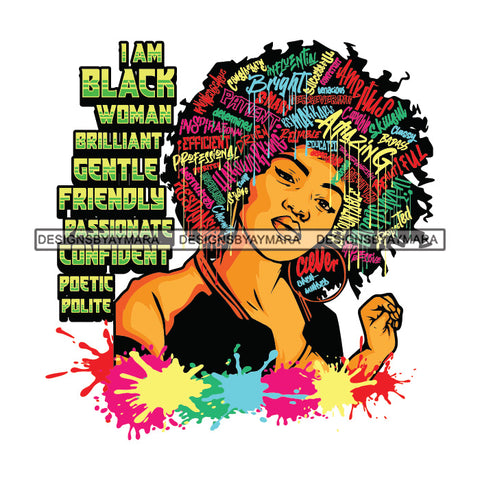 Black Diva Goddess Motivational Hair Quotes I Am Educated Dripping Splash SVG JPG PNG Vector Clipart Cricut Silhouette Cut Cutting