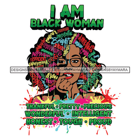Black Diva Goddess Motivational Hair Quotes I Am Worthy Dripping Splash Glasses SVG JPG PNG Vector Clipart Cricut Silhouette Cut Cutting