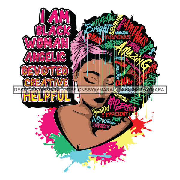 Black Diva Goddess Motivational Hair Quotes I Am Confident Dripping Splash SVG JPG PNG Vector Clipart Cricut Silhouette Cut Cutting