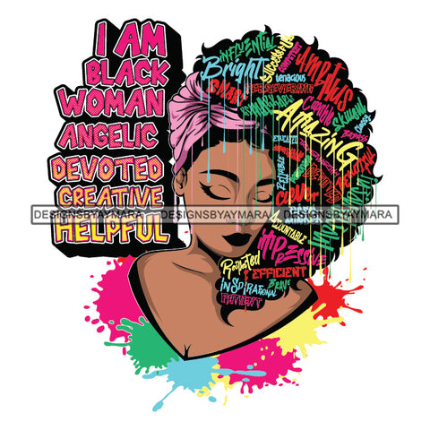 Black Diva Goddess Motivational Hair Quotes I Am Confident Dripping Splash SVG JPG PNG Vector Clipart Cricut Silhouette Cut Cutting