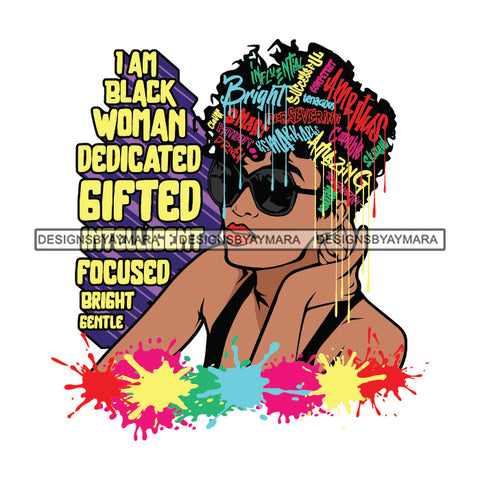 Black Diva Goddess Motivational Hair Quotes I Am Hard Worker Dripping Splash SVG JPG PNG Vector Clipart Cricut Silhouette Cut Cutting