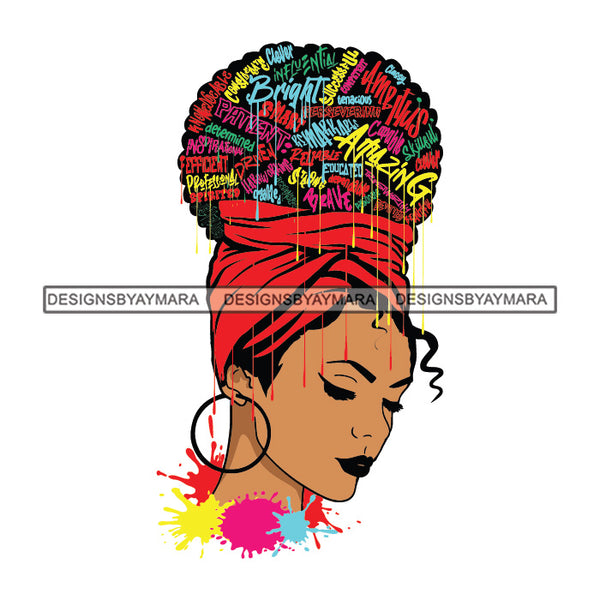 Black Diva Goddess Beautiful Motivational Hair Quotes Dripping Splash Earrings SVG JPG PNG Vector Clipart Cricut Silhouette Cut Cutting