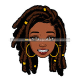 Black Woman Head Eyes Open Wide Smiling Teeth With Locs JPG  PNG Clipart Cricut Silhouette Cut Cutting