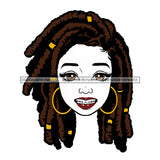 Transparent Black Woman Head Eyes Open Wide Smiling Teeth Locs  JPG  PNG Clipart Cricut Silhouette Cut Cutting