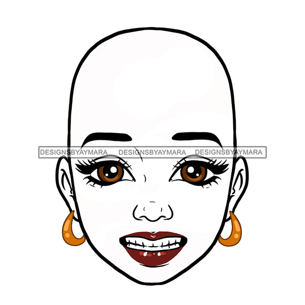 Bald Transparent Black Woman Head Eyes Open Wide Smiling Teeth   JPG  PNG Clipart Cricut Silhouette Cut Cutting