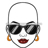 Bald Transparent Black Woman Head Smiling Black Sunglasses JPG  PNG Clipart Cricut Silhouette Cut Cutting