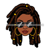 Black Woman Smiling Wearing Sunglasses Sister Locs JPG  PNG Clipart Cricut Silhouette Cut Cutting