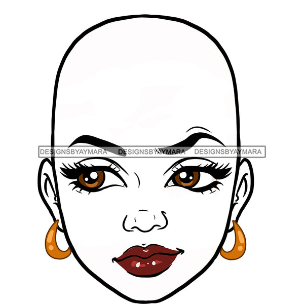 Transparent Bald Black Woman Head Smirk   JPG  PNG Clipart Cricut Silhouette Cut Cutting