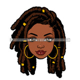 Black Woman Head Big Brown Eyes Red Lips Locs Sister Locs JPG PNG Clipart Cricut Silhouette Cut Cutting