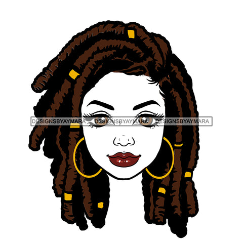 Transparent Black Woman Head Big Brown Eyes Red Lips Locs Sister Locs JPG PNG Clipart Cricut Silhouette Cut Cutting