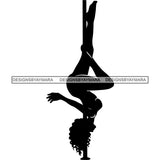 Sexy Black Girl Striptease Dancer Silhouette Exotic Dance Illustration B/W SVG JPG PNG Vector Clipart Cricut Silhouette Cut Cutting