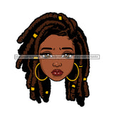 Black Woman Head Big Brown Sad Eyes Red Lips Locs Sister Locs JPG PNG Clipart Cricut Silhouette Cut Cutting