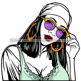 Sassy Black Woman Wearing Bandanna JPG  PNG Clipart Cricut Silhouette Cut Cutting