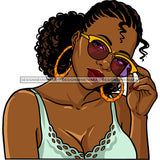 Sassy Black Woman With Braids In Color Yellow Sunglasses JPG  PNG Clipart Cricut Silhouette Cut Cutting