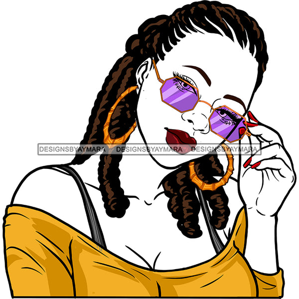 Sassy Black Woman With Locs Purple Sunglasses JPG  PNG Clipart Cricut Silhouette Cut Cutting