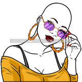 Bald Sassy Black Woman With Purple Sunglasses JPG  PNG Clipart Cricut Silhouette Cut Cutting