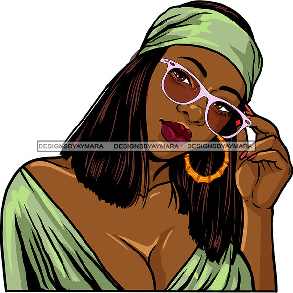 Sassy Black Woman With Green Headwrap In Color JPG  PNG Clipart Cricut Silhouette Cut Cutting