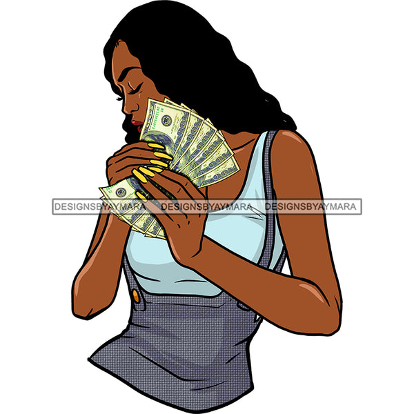 Sassy Black Woman Holding Money  JPG  PNG Clipart Cricut Silhouette Cut Cutting