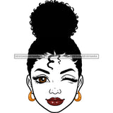 Transparent Black Woman Head Big Brown Winking Eye Red Lips Locs Sister Locs JPG PNG Clipart Cricut Silhouette Cut Cutting