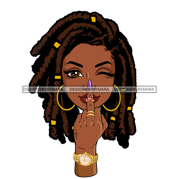 Black Woman Head With Locs Sister Locs Giving The Finger  JPG PNG Clipart Cricut Silhouette Cut Cutting