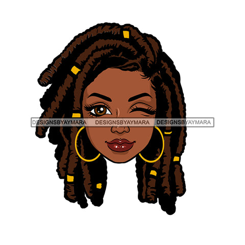 Black Woman Head With Locs Sister Locs Winking  JPG PNG Clipart Cricut Silhouette Cut Cutting