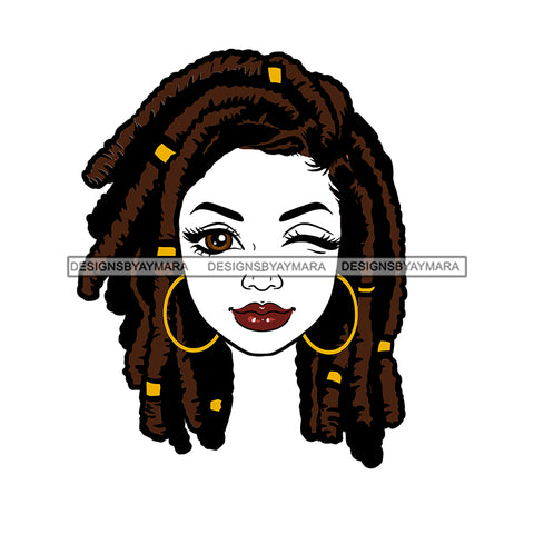 Transparent Black Woman Head With Locs Sister Locs Winking  JPG PNG Clipart Cricut Silhouette Cut Cutting