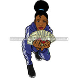 Black Woman In Purple Track Suit Holding Money  JPG  PNG Clipart Cricut Silhouette Cut Cutting