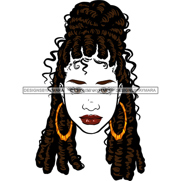 Black Woman With Locs  Gold Hoops JPG  PNG Clipart Cricut Silhouette Cut Cutting