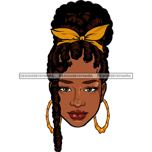 Black Woman With Locs In A Bun Headwrap In Color JPG  PNG Clipart Cricut Silhouette Cut Cutting