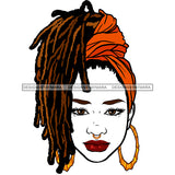 Beautiful Black Woman With Sister Locs Locs Orange Headwrap JPG  PNG Clipart Cricut Silhouette Cut Cutting
