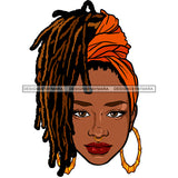 Beautiful Black Woman With Sister Locs  Orange Headwrap In Color JPG  PNG Clipart Cricut Silhouette Cut Cutting