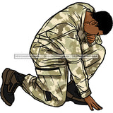 Military Man Male Kneeling Praying Hand On Ground Tan Camouflage Clothing Camo Uniform Soldier Boots Graphic  Skillz JPG PNG  Clipart Cricut Silhouette Cut Cutting