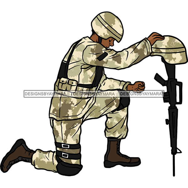 Military Man Male Kneeling Praying Rifle Helmet Tan Camouflage Clothing Camo Uniform Soldier Boots Graphic  Skillz JPG PNG  Clipart Cricut Silhouette Cut Cutting