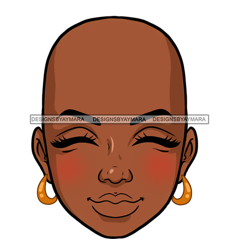 Black Woman Head Eyes Closed Pink Cheeks   JPG PNG Clipart Cricut Silhouette Cut Cutting