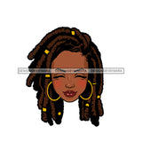 Black Woman Head Eyes Closed Pink Cheeks Locs Sister Locs   JPG PNG Clipart Cricut Silhouette Cut Cutting